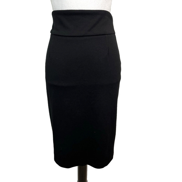 Premise Studio Skirt size 8 Black Pencil Knee Stretch Ponte Knit Career Casual - Picture 1 of 6